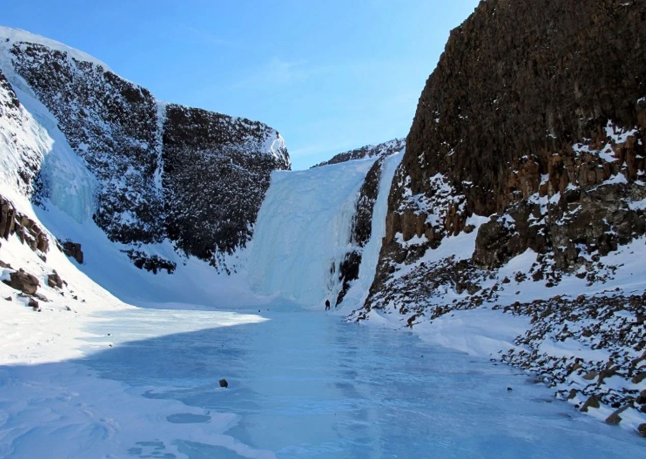 Плато Путорана замерзшие водопады